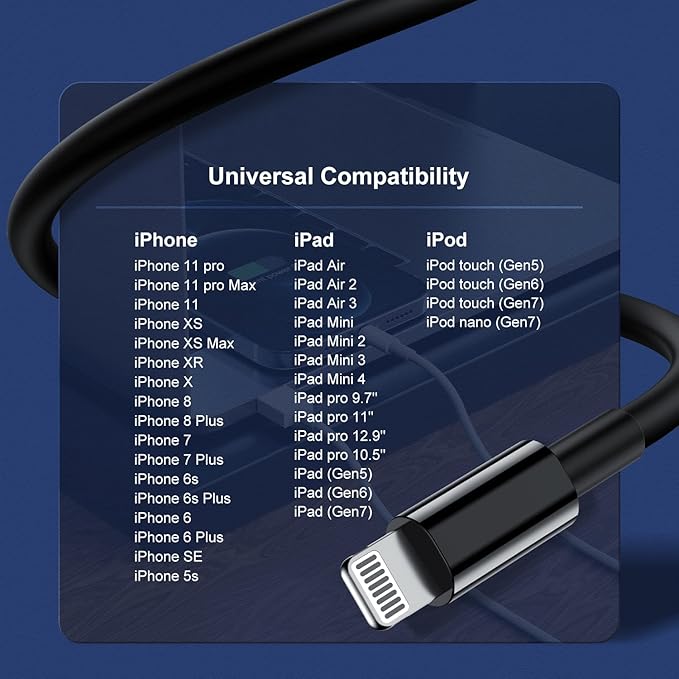 [3Pack]Apple Chargers for iPhone 12 11 Charger Cable 10ft,[Apple MFi Certified]Apple Charging Cord 10ft Lightning to USB Cable 10 Foot, Fast Phone Charging Cord for iPhone 12 Pro Max/11/10/X/XR，Black