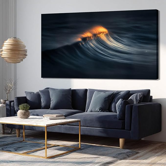 ZENPEE Dark Inspirational Wall Decor and Gold Ocean Posters, Modern Wall Art, Wall Hanging Aesthetic Decor for Living Room, Office, Bedroom, 24" x 48"
