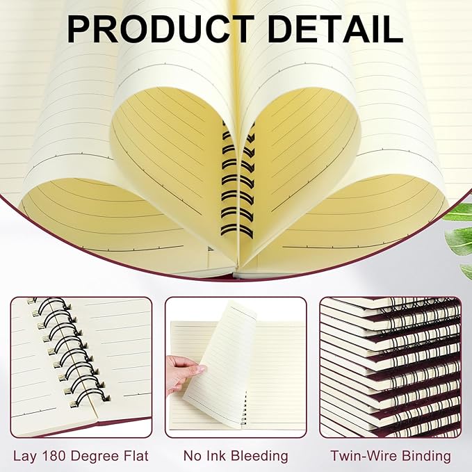 Yahenda Spiral Notebook Bulk A5 Journal Lined 8.3'' x 5.5'' Writing Composition Paper Small Notepad Subject Notebook for Students Office Business Back to School Supplies(Wine Red,18 Pcs)