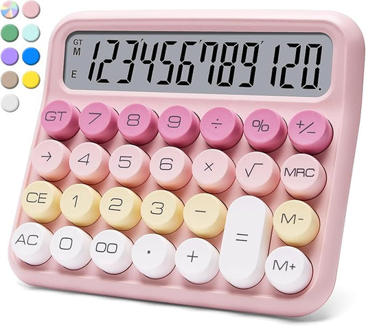 VEWINGL Mechanical Switch Calculator, 12 Digit Large LCD Display and Buttons, Great for Everyday Life and Basic Office Work, with Battery