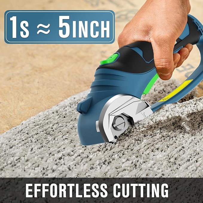 BUBRA Cordless Electric Scissors for Cardboard, Fabric & Carpet, 4V Cardboard Cutter, Rechargeable Electric Box Cutter Cuts up to 1/3", Includes 4 Blades and key,Safety Lock & LED Light