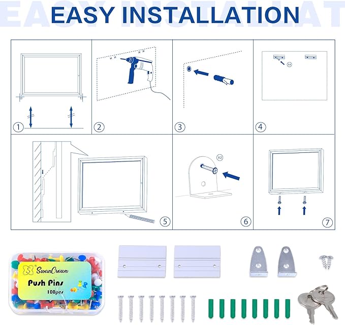 SWANCROWN Outdoor Enclosed Cork Bulletin Board Weatherproof Display Cases Tamperproof Notice Poster Memo Board with Aluminum Frame (Cork, 37x28 inches)