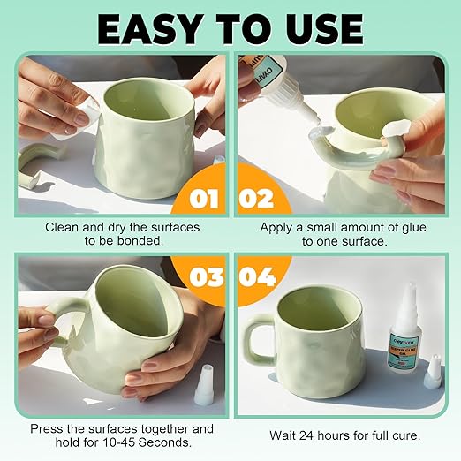 Super Glue Gel, Clear Cyanoacrylate Adhesive for Plastic Metal Ceramic Wood Shoe Sole Repair, Instant Superglue for Glass Leather Pottery Model Rubber Porcelain Crafts 3D Prints, Strong Bonding