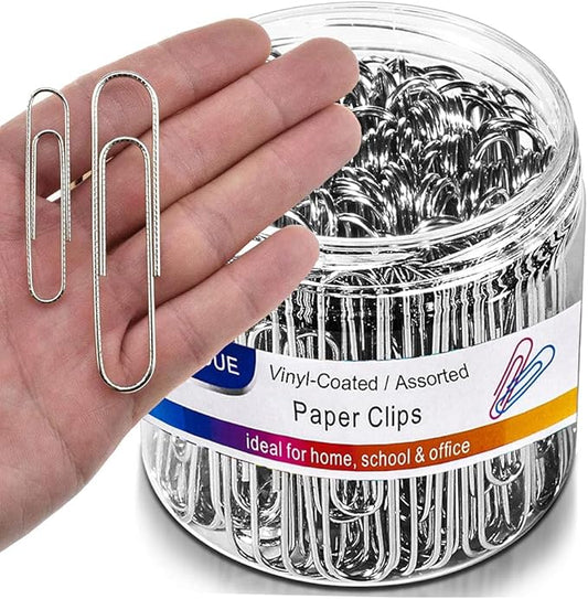 Vinaco Paper Clips Non Skid, 100 Pack Large Paper Clips 2 Inch (50 mm), Durable & Rust Resistant, Jumbo Paperclips. Great for Office, School and Personal Use