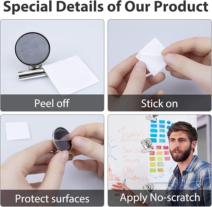 VNDUEEY 50 Pack Magnetic Clips Fridge Magnets Refrigerator Magnet, Magnet Clips for Whiteboard Locker, Magnetic Paper Clip Dispenser Holder Clip with Magnets for Home, School, Office (Silver)