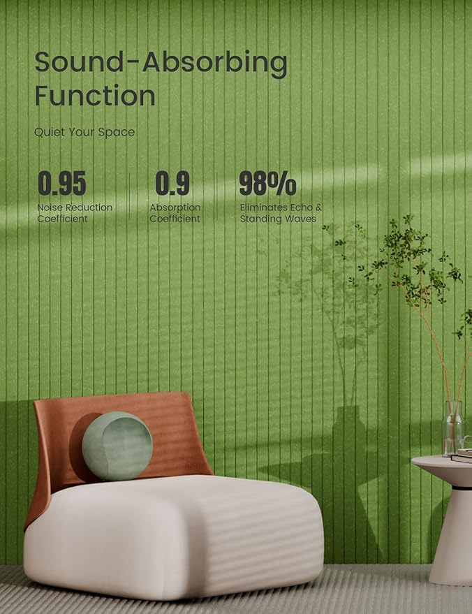 Bumusty Large Cork Board Alternative-36 x24 Felt Bulletin Board Tiles, with 30 Pushpins, 40 Adhesive Tabs, 6-Pack Slat Wall Paneling, Cork Boards for Office Push Pin Board Felt Board-Grass Green