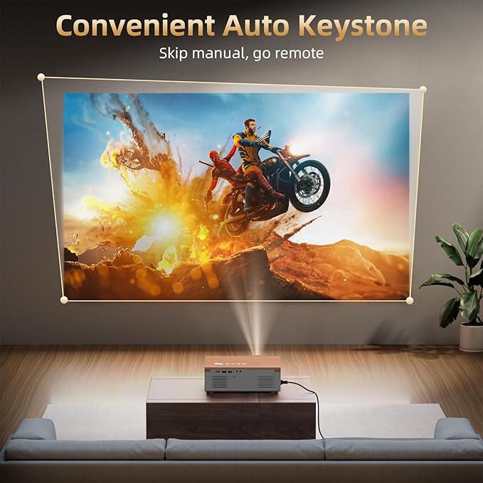 [Electric Focus / High Brightness] Projector with WiFi and Bluetooth, Highlight Native 1080P Outdoor Movie Projector, FUDONI Home Theater Auto 6D Keystone, 300"Screen for USB/HDMI/iOS/Android/TV Stick