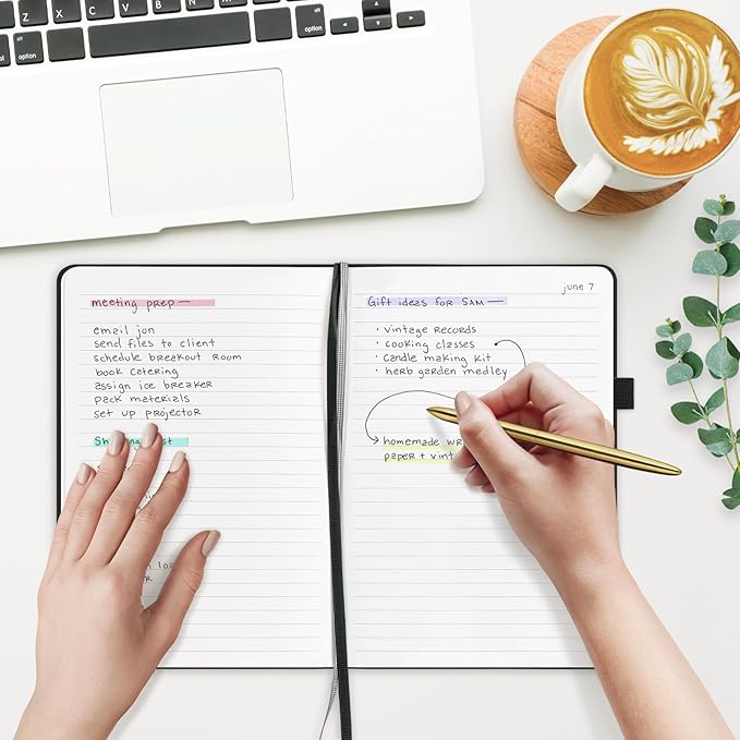 &And Per Se Lined Journal and Pen Set, A5 Hardcover Notebook, 160 Pages 100GSM Thick Paper-Gifts for Men Women, for Work, Business, School or Home Writing (Black)