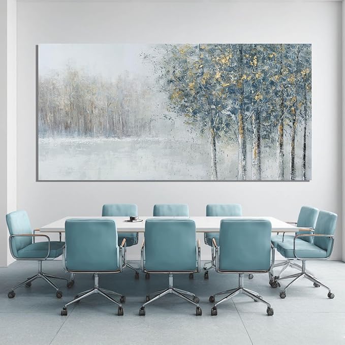 ZENPEE Blue Modern Wall Art, Nature Landscape Canvas Wall Art, Large Wall Decor for Living Room, Bedroom Decor, Wall Posters for Room, Office, 29" x 58"