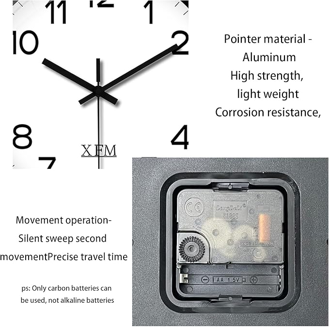 XFM Wall Clock 12 Inch Modern Small Wall Clocks Battery Operated Silent Non Ticking Classic Analog Clock for Kitchen Home Office Bedroom Decor