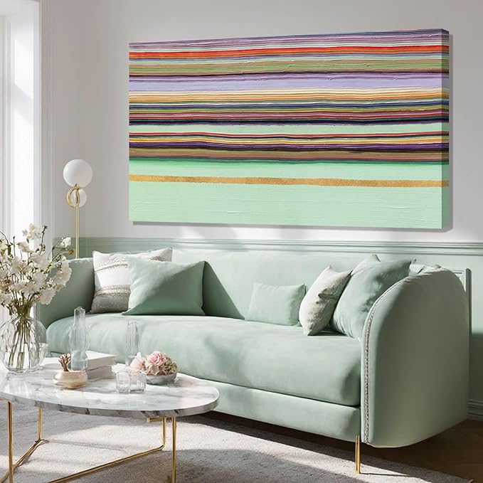 ZENPEE Green Minimalist Canvas Wall Art, Aesthetic Home Decor for Hallway, Dining Room, Bedroom, or Office | 20" x 40"