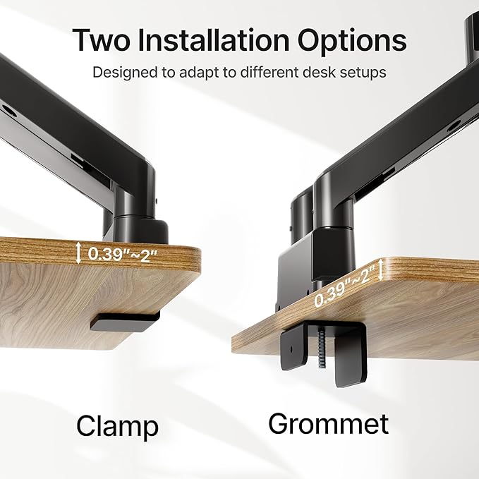 monTEK Dual Monitor Mount with USB Monitor Arms for 2 Monitors for 17 to 35 Inch Curved Screen Holds 35 Lbs Adjustable Heavy Duty Monitor Desk Mount Cable Management, VESA 75/100mm, MA1007UCBK-D