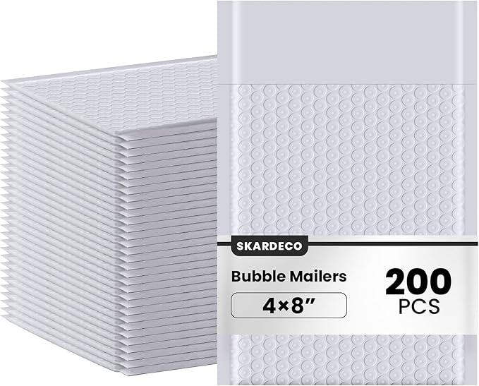 Bubble Mailers 4x8inch 200Pack Gray Bubble Mailers Self-Seal Padded Mailing Envelopes Bubble Opaque Padded Mailer for Small Businesses to Package and Mail Jewelry Cosmetics#000（white，gray）