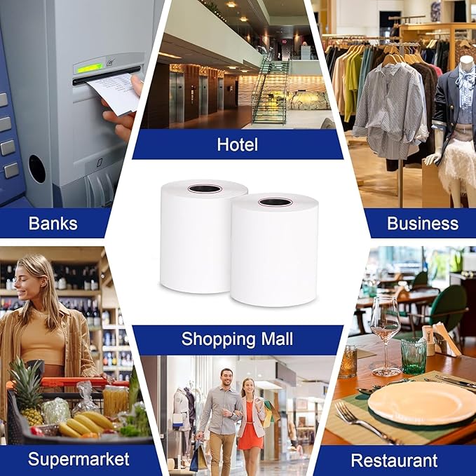 (100 Rolls)2 1/4 x 85 Thermal Paper 48GSM BPA FREE Receipt Rolls Thermal Teceipt Paper 2 1/4 80 Honeycomb Core Thermal Printer Paper Compatible with Printers, POS Cash Register,Credit Card
