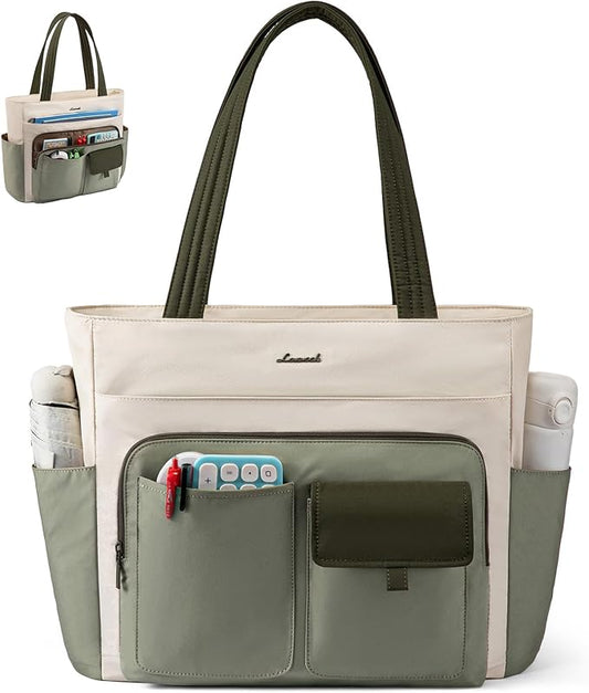 LOVEVOOK Tote Bag for Women,Light Puffer Tote Bag with Multi-pockets,Stylish Carry on Laptop Bags for Daily,Travel,Work,Gym