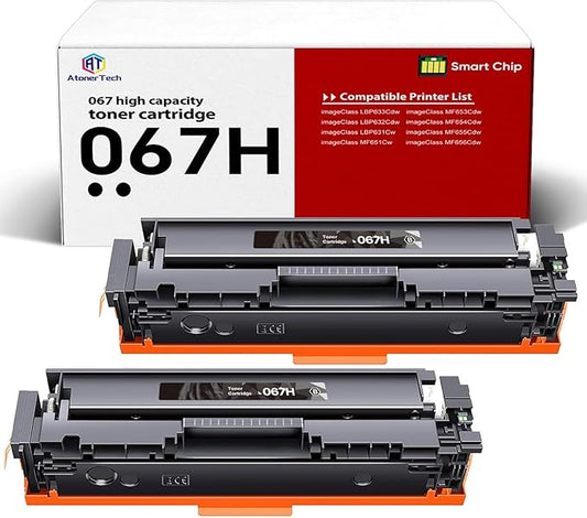 067H 067 High Yield Black Toner Cartridge Compatible Replacement for Canon 067 / 067H Toner Cartridge with Canon imageCLASS LBP632Cdw MF656Cdw LBP633Cdw MF653Cdw Printers |2 Pack High Capacity Ink
