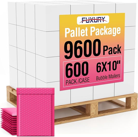 Fuxury Bubble Mailers 6x10" Pink Padded Envelopes 9600 Pack Bulk Strong Adhesion Full Pallet of Padded Mailers Thick Padded Mailers for Small Business Mailing Small Items,Jewelry,Makeup