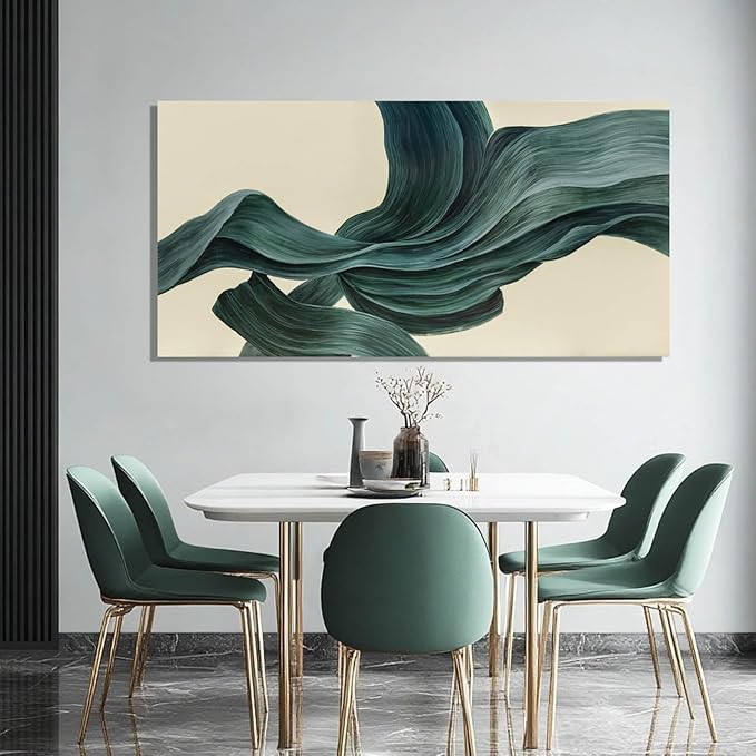 ZENPEE Beige Abstract Texture Wall Art, Green Modern Wall Art, Wall Hanging, Wall Decor for Office, 20" x 40"