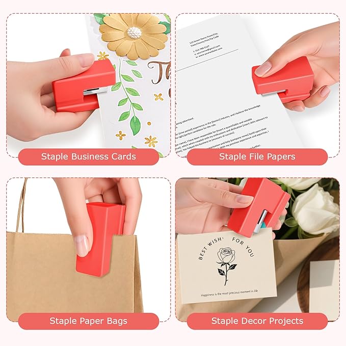 Mini Stapler - Small Cute Desk Staplers - 25 Sheet Capacity with 830 Staples and Staple Remover, Desktop Stapler for Office, School, Home, Orange