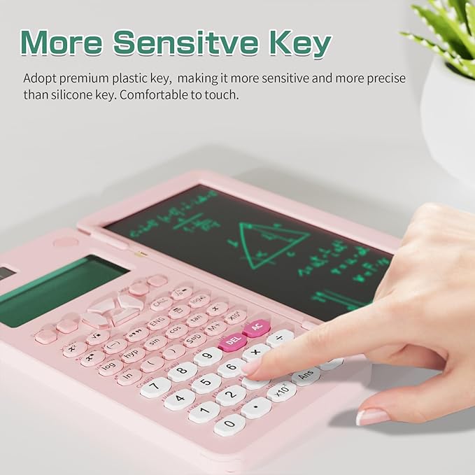Rechargeable Scientific Calculator for Students, Pink 991ES MAX Foldable Science Calculator with Notepad 417 Function Solar Energy Science Calculators for Middle and High School Supplies (Pink)