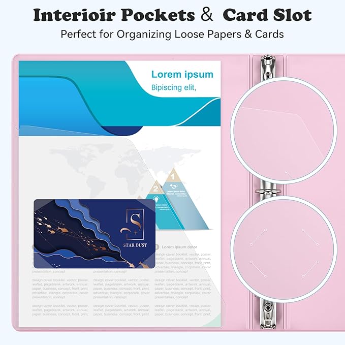 1-inch 2-inch 3-Ring Binder with Pockets, Basic Binders 1''2'' Color Binders, Holds Letter Size 8.5'' x 11'',200/450 Sheet Capacity, Bundle 6 Pack for Back to School (1'' Pink - 6 Packs)