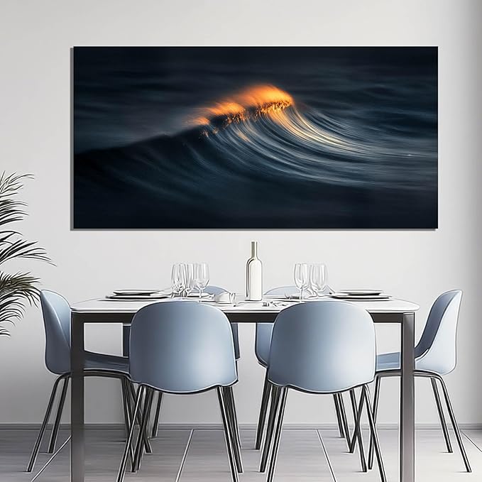 ZENPEE Dark Inspirational Wall Decor and Gold Ocean Posters, Modern Wall Art, Wall Hanging Aesthetic Decor for Living Room, Office, Bedroom, 24" x 48"