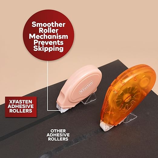 XFasten Glue Tape Roller for Scrapbooking 4-Pack Acid-Free Pastel Pink Double Sided Tape Roller for Crafts, Photos, Bullet and Junk Journaling Supplies - Scrapbook Adhesive Runner (0.3 in x 30 ft)