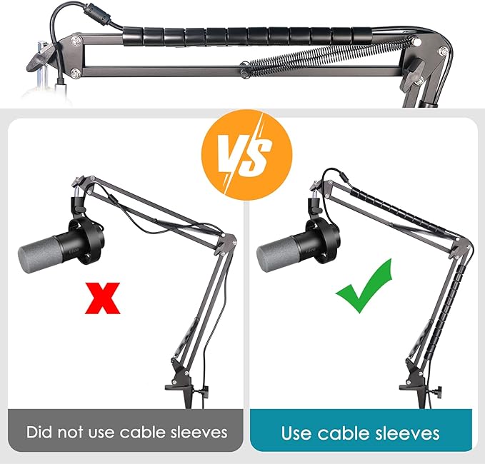 YOUSHARES Microphone Boom Arm Stand for FIFINE K688, AM8, A6T, T669, Shure SM7B/MV7+/MV6, Adjustable Scissor Arm with Cable Management