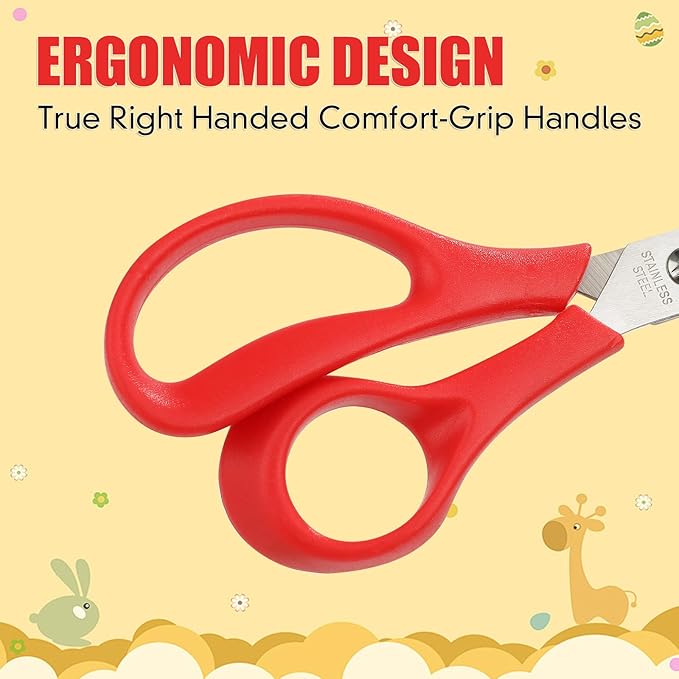 48Pack 5.5" Safety Small School Kids Student Round Blunt Tip Craft Scissors Bulk, Stainless Steel Blades Comfort Grip Scissors for Kid Children Kindergarten Cutting Paper