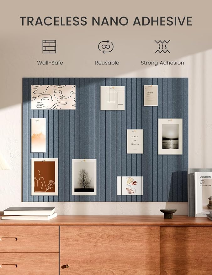 Bumusty Large Cork Board 47"x35" Alternative - 12 Pack Felt Wall Tiles with 70 Safe Removable Adhesive Tabs, 30 Pushpins, Cork Boards for Walls Pin Board Bulletin Board Office Decor -Navy