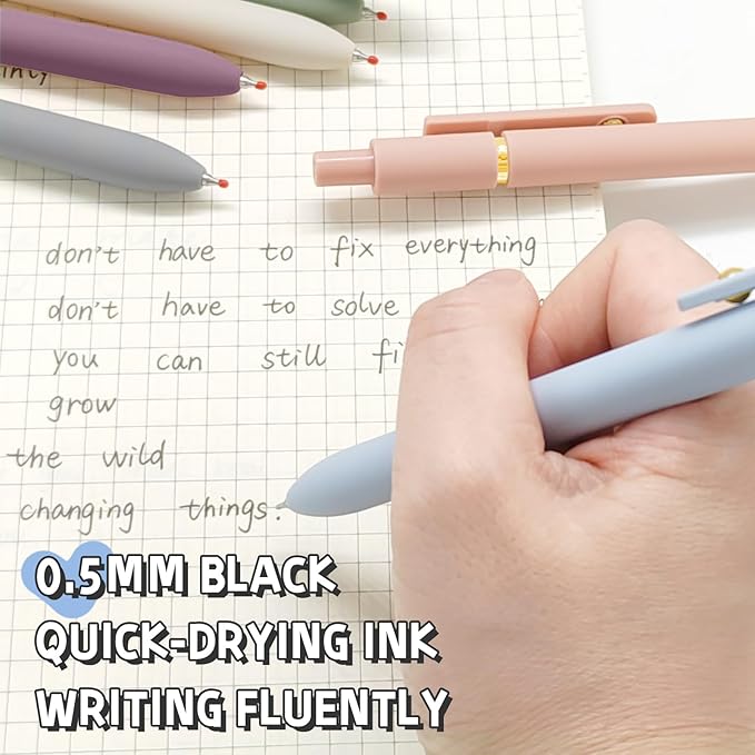 12 Pcs Gel Pens 0.5mm Quick Dry Black Ink Pens Fine Point Smooth Writing Pens, Cute Office and School Supplies Gifts for Women Teacher Students (12 Pcs Morandi and Vintage Gold)