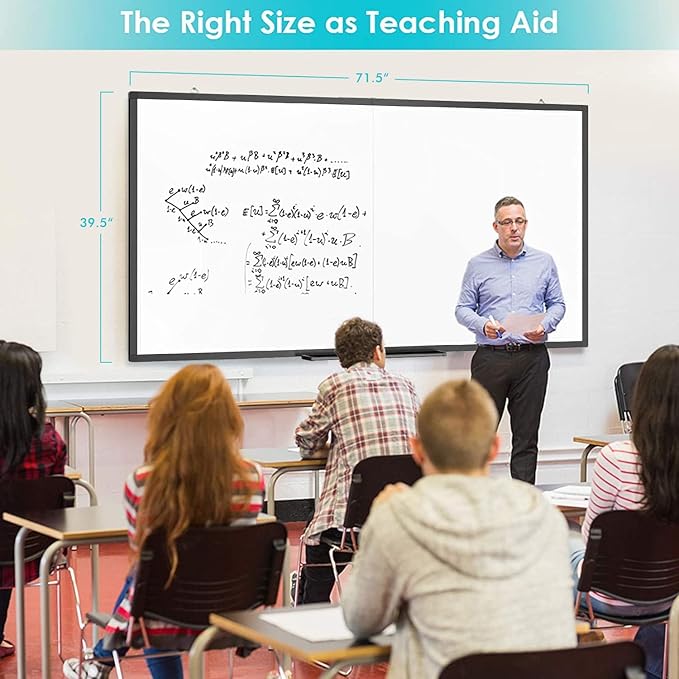 White Board Dry Erase 72x40, Large Magnetic Whiteboard Maxtek Dry Erase Boards for Wall, Aluminum Presentation Wall-Mounted Marker Board with a Long Pen Tray for School, Classroom, Office & Home