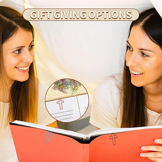 100PCS Cross Paper Clips – Christian Bible Paperclips, Cross-Shaped Bookmark for Journaling, Students, Church or Office Use – Multicolored Cute Faith Gift