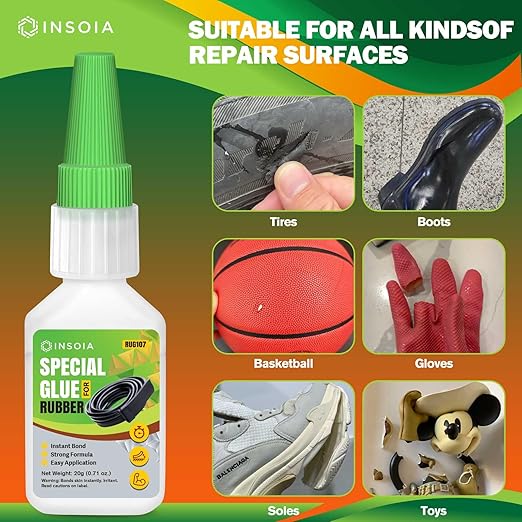 Super Rubber Glue, 20g Heavy Duty Rubber Adhesive for RC Tires, Shoe Soles, Belts, Hoses, Car Seals, Mats, Motorcycle Grips & DIY Repairs – Quick-Dry, Waterproof, Heat-Resistant CA Glue