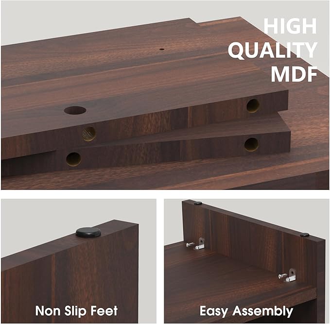 Fenge Monitor Stand, 31.5 Inch Computer Monitor Riser for Desk, 2 Tiers Wood Desk Shelf with Storage, Desktop Organizer for PC, Laptop, Screen, Printer