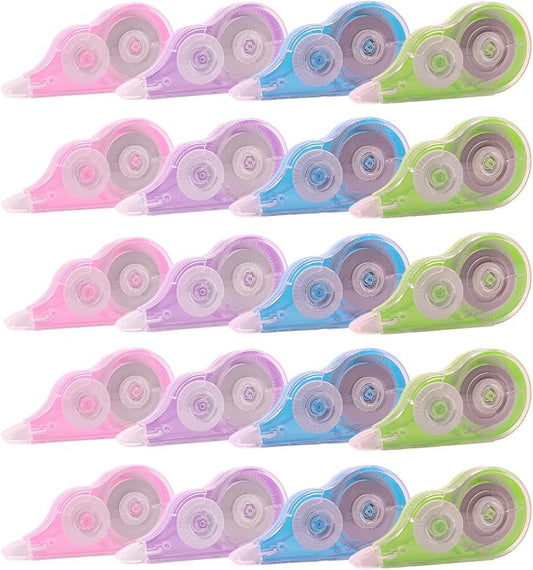 20 Pcs 39.4 Ft Colorful Correction Tape, White Wrong Out Tape Roller Bulk for Noting, Teacher Supplies, School, Office and Home (4 Colors)
