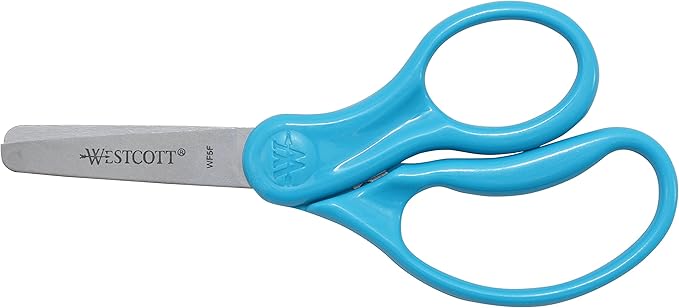 Westcott 16454 Right- and Left-Handed Scissors, Kids' Scissors, Back to School, Classroom Supplies, Ages 4-8, 5-Inch Blunt Tip, Assorted, 6 Pack