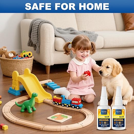 Super Glue All Purpose 100g - Instant & Waterproof Superglue for Plastic, Ceramic, Wood, Shoe, Glass, Leather, Rubber, Shoe Ca Glue - Strong & Clear Liquid Cyanoacrylate Adhesive, 6 Nozzles