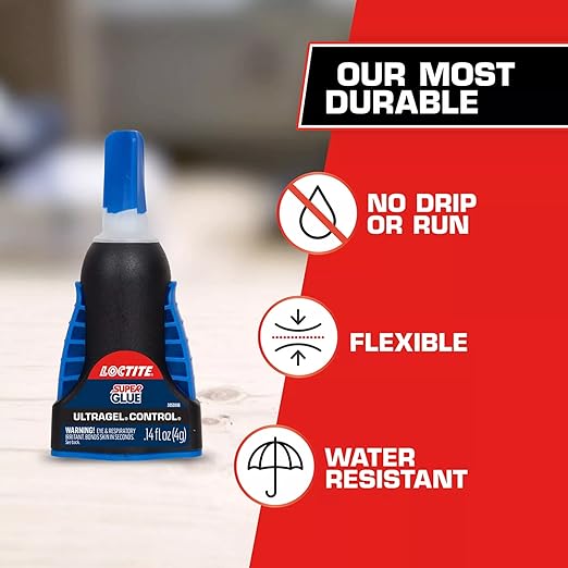 Loctite Super Glue Ultra Gel Control, Clear, 0.14 fl oz Bottle, 6 Pack - Superglue for Plastic, Wood, Metal, Crafts & Repair, Cyanoacrylate Adhesive Instant Glue, Quick Dry
