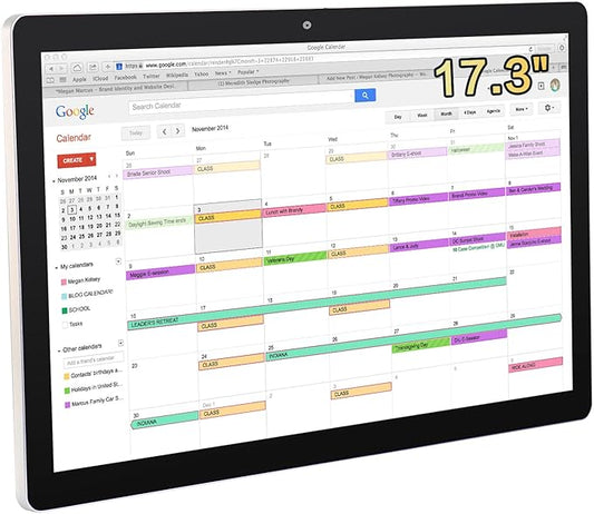 17.3 inches Touchscreen Digital Calendar & Wall Planners, Smart Whiteboard Calendar for Chore Chart & Work Schedule, Built in Speakers and Camera, Include Wall Mount & Desk Stand