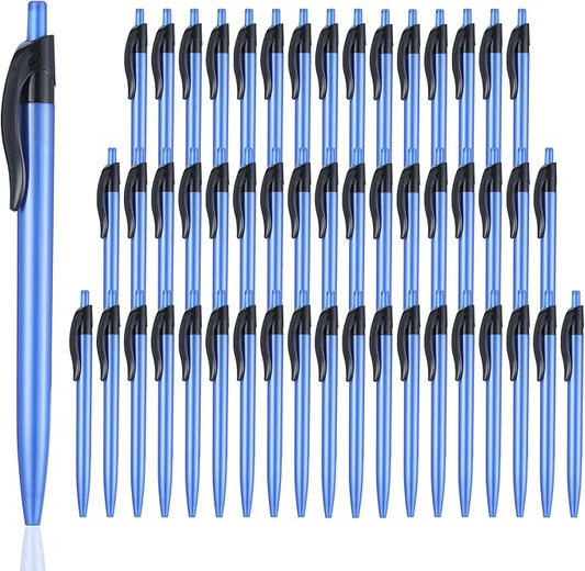 Retractable Blue Ballpoint Pen Pack of 50 Blue Pens Bulk for Smooth Writing 1.0mm Medium Blue Ink Pen with Comfort grip, Idea for Journaling, Planner, Note Taking Office School Supplies