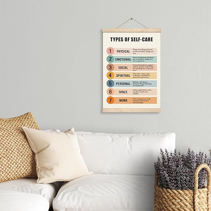 Yxadu Canvas Poster with Wooden Hanger, Anxiety Relief Mental Health Art, Home Office Bedroom Decor, Therapist Office Decor, Self-Care Poster