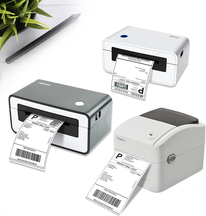 RyhamPaper 4" x 6" Fanfold Direct Thermal Labels - White Shipping Mailing Postage, Perforated, Permanent Adhesive 2000 Per Stack (8 Stacks-16000 Labels)