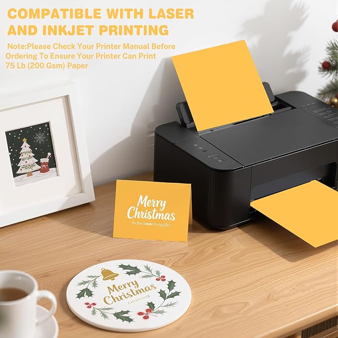 Yellow Cardstock 8.5 X 11, 80 Sheets Card Stock, 75lb/ 200gsm Copy Paper, Cardstock Printer Paper For Art, Drawing, Invitations, DIY Cards, Watercolor, Craft, Construction, School & Office Supplies