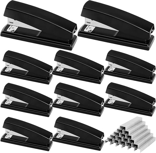 10 Pieces Stapler,Desktop Staplers Heavy Duty,25 Sheet Capacity Staplers with 6000 Standard Staples,Black Office Stapler Standard Stapler,Desk Stapler for Office School Home Supplies