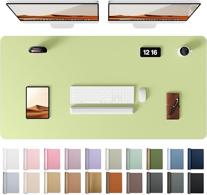 YSAGi Leather Desk Protector, Office Mat, Large Mouse Mat, Non-Slip PU Leather Blotter, Laptop Desk Pad, Waterproof Writing Pad for Office and Home (Peak Green, 47.2" x 23.6")