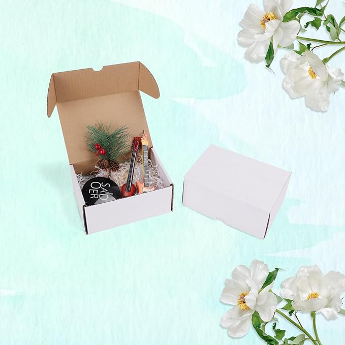 WIFTREY 7x5x3 inches White Shipping Boxes Set of 25, Corrugated Cardboard Boxes 7 x 5 x 3 for Shipping Small Business, Literature Mailer Box, Packaging Supplies