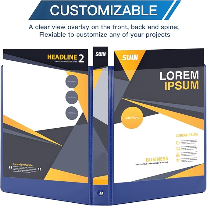 1-inch 3 Ring Binder with 2 Interior Pockets, 1'' Basic Binders Holds US Letter Size 8.5'' x 11'' Paper - Versatile Binders for Office, Home, and School Use, 6 Pack (6-Color Assorted)