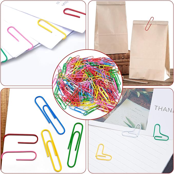 Paper Clips, 180 Pack 2 Inch Large Colored Paperclips, Large Assorted Colored Coated Paper Clips,Jumbo Reusable Big Paperclips for Paperwork Office School Document Organizing