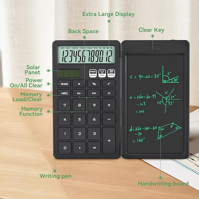 Desk Calculator with Erasable LCD Notepad Calculators ROATEE Desktop Basic Calculators for Middle School Cute Pocket Simple Calculator Office Desk Accessories Supplies Home Office Essential Big Button